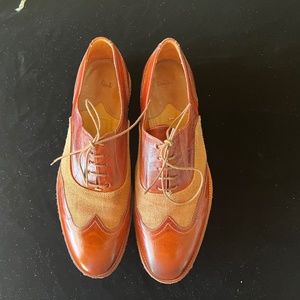 Vintage Paul Smith Dennis Burnished-Leather and Canvas Oxford Shoes UK-10|US-11